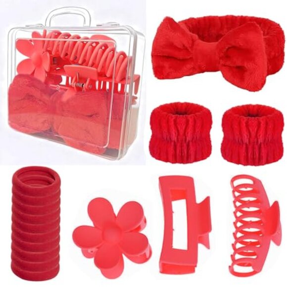 Spa Headband Set with Wristbands Hair Clips Ties Skincare Essentials main image 8